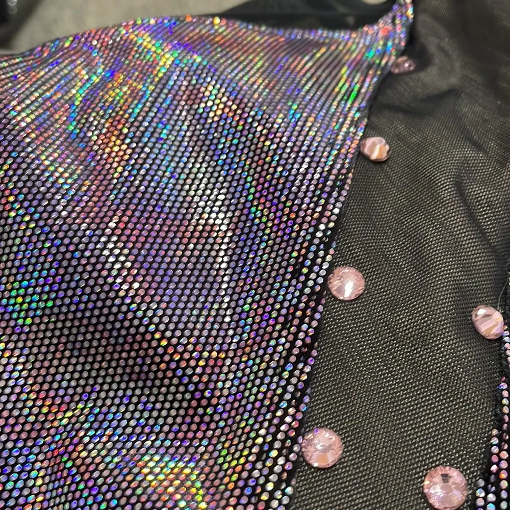 Weissman unitard black purple/pink size L